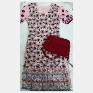 PINK EMBROIDERED KURTA